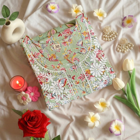 Mint embroidery Kurta