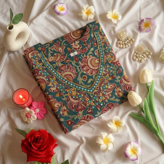 Green Floral Printed Kurta