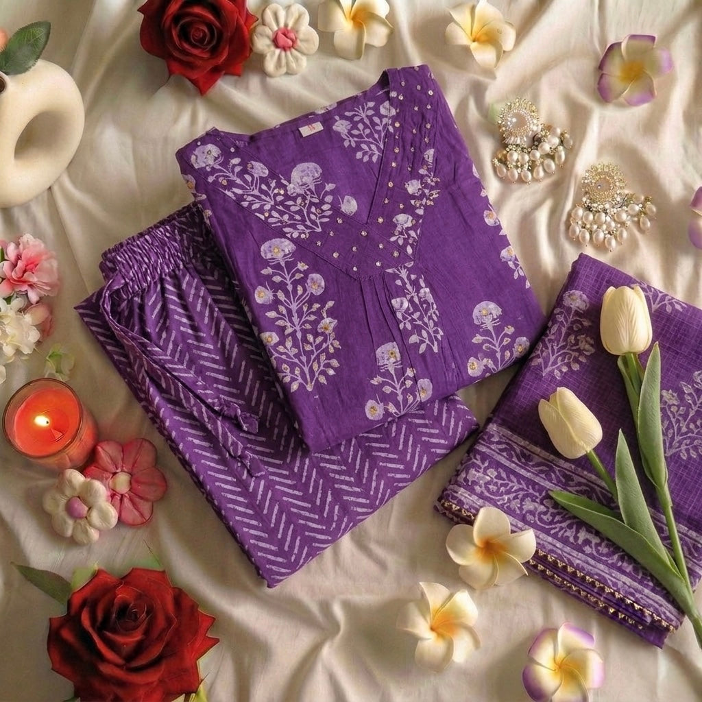 Purple floral Suit Set