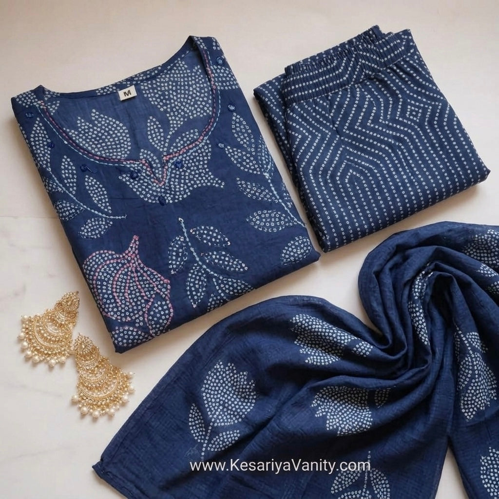 Midnight Blue Cotton Suit Set