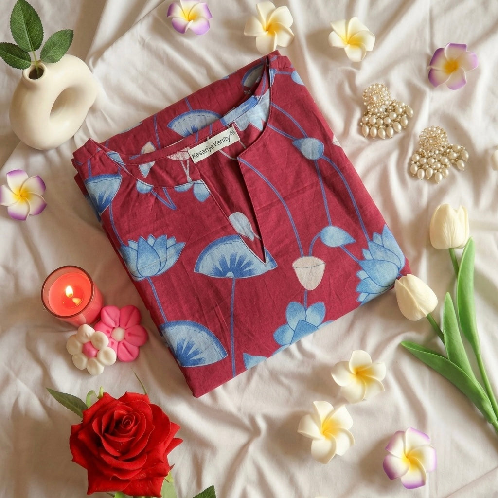 Burgundy blue Kurta