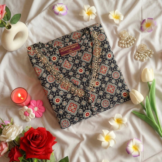 Black ajrakh Kurta