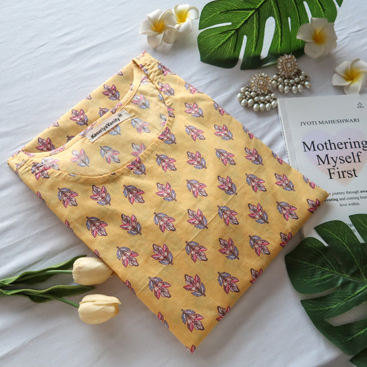 Butter Yellow butti Kurta - Daily Essential