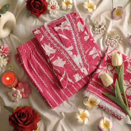 Pink lilys Suit Set