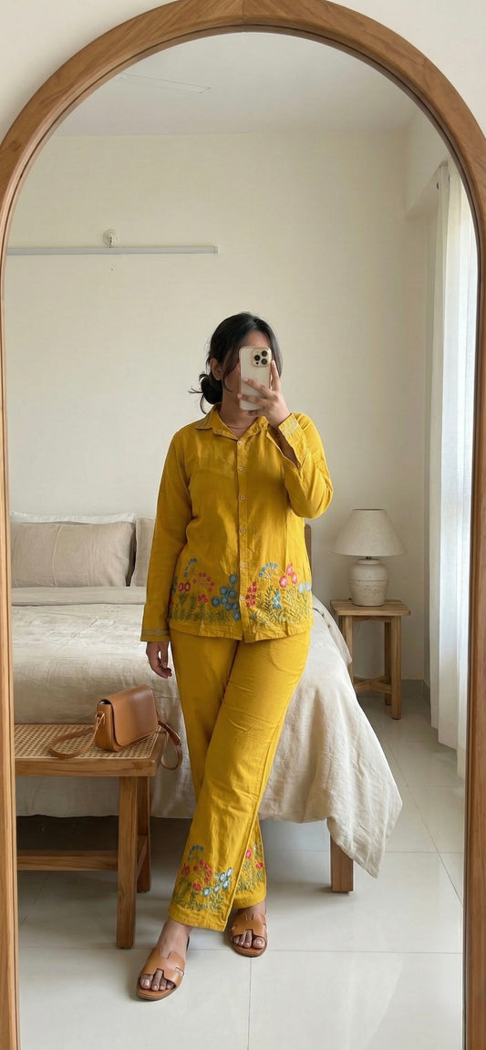 Sunshine embroidered suit set