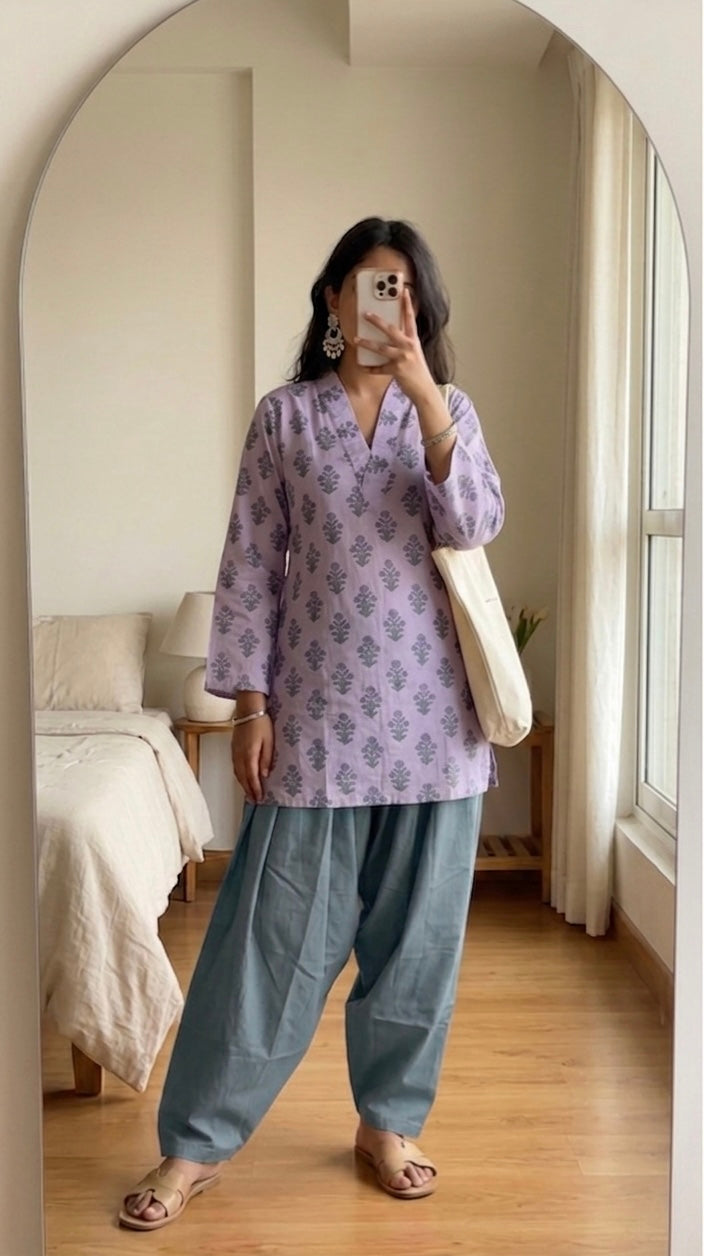 Lavender Poppy Relaxed Salwar Suit Set