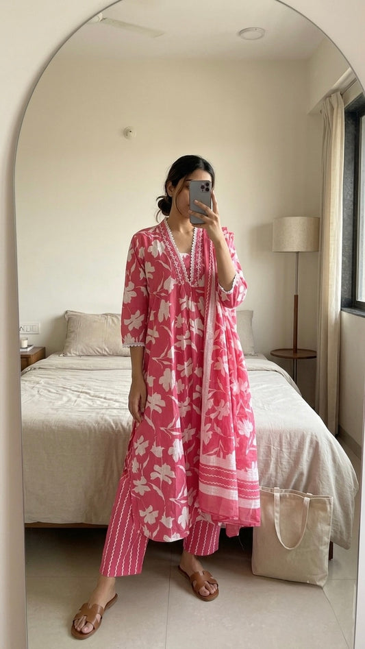 Pink lilys Suit Set