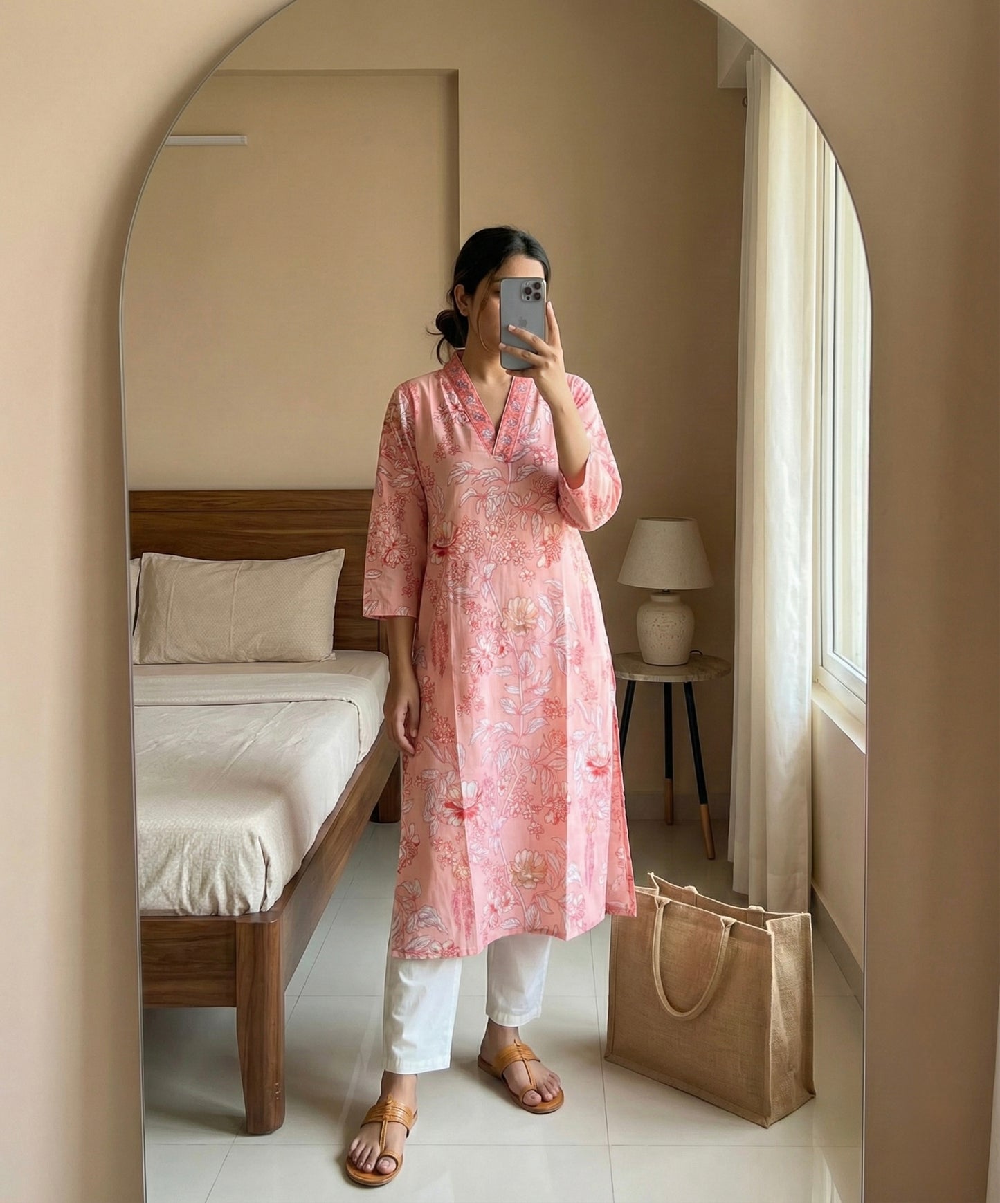 Peach Floral Suit Set - Raahat 7.0