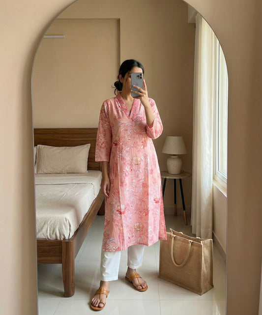 Peach Floral Suit Set - Raahat 7.0