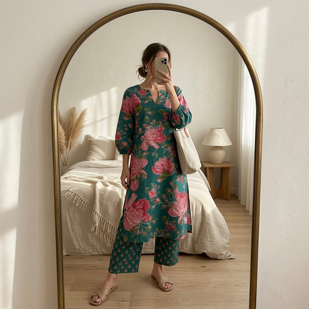 Green Orchid Suit Set - Chhaav 3.0