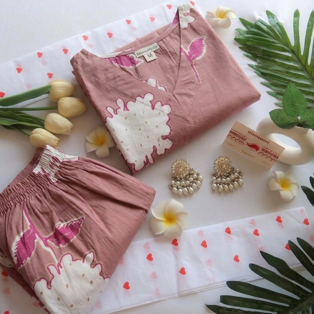 Mauve floral suit set