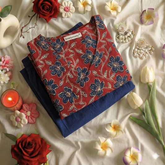 Blueberry Red Chudidar Suit Set