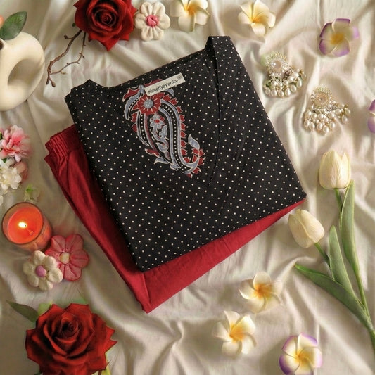 Blackberry Polka Chudidar Suit Set