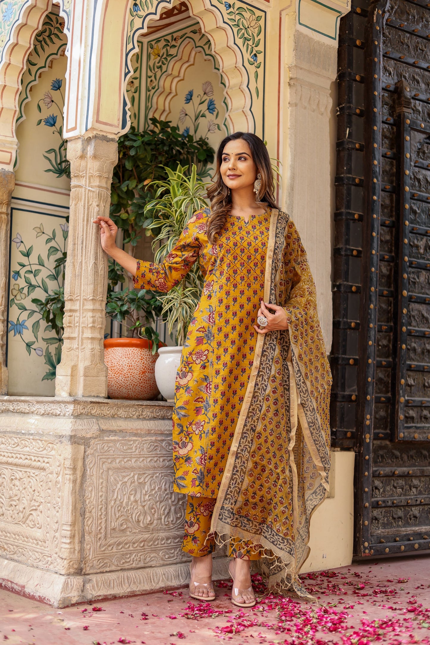 Vasantika Mustard Bloom Delight Suit Set - SALE