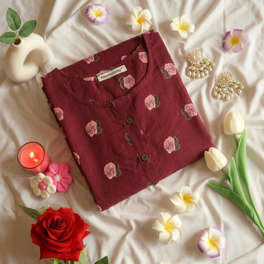 Burgundy rose kurta