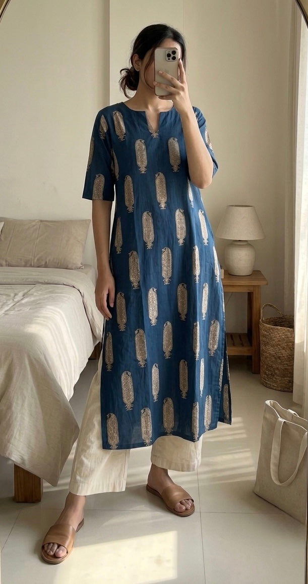 Royal Teal butta kurta
