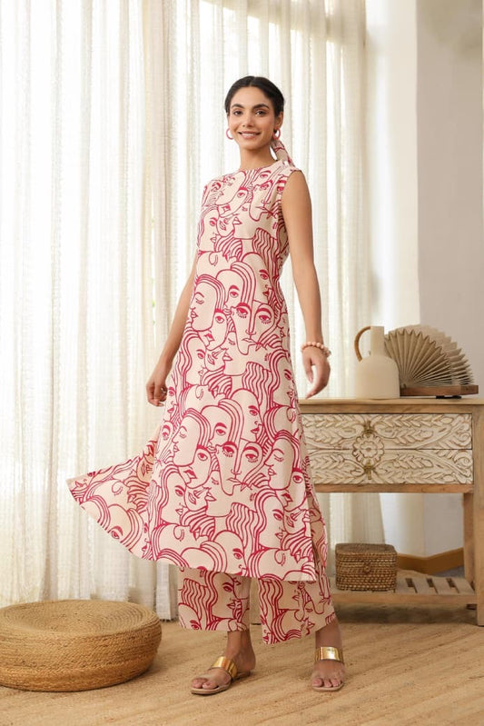 Cherry cream suit set ( with attached sleeves)