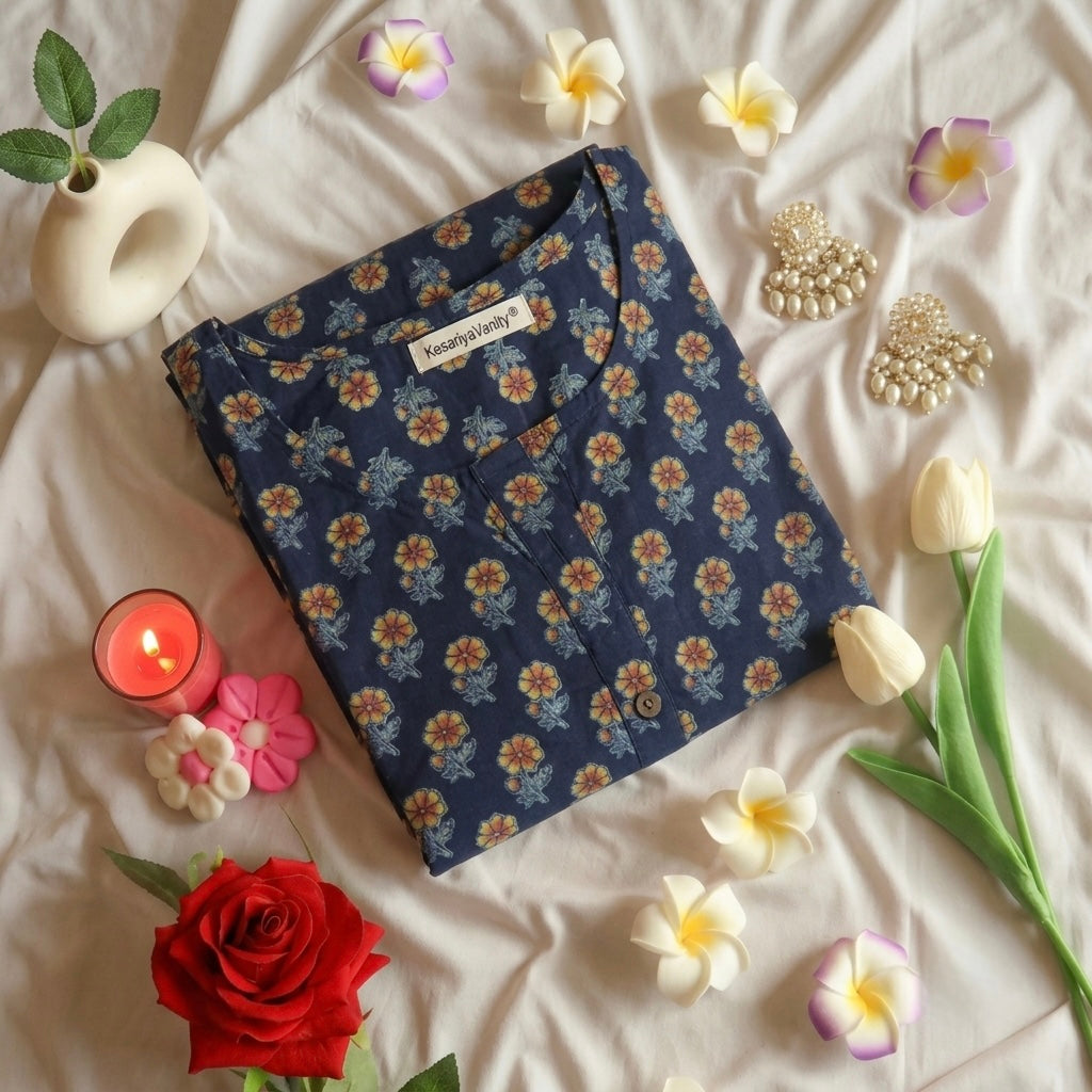 Indigo floral kurta