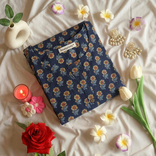 Indigo floral kurta