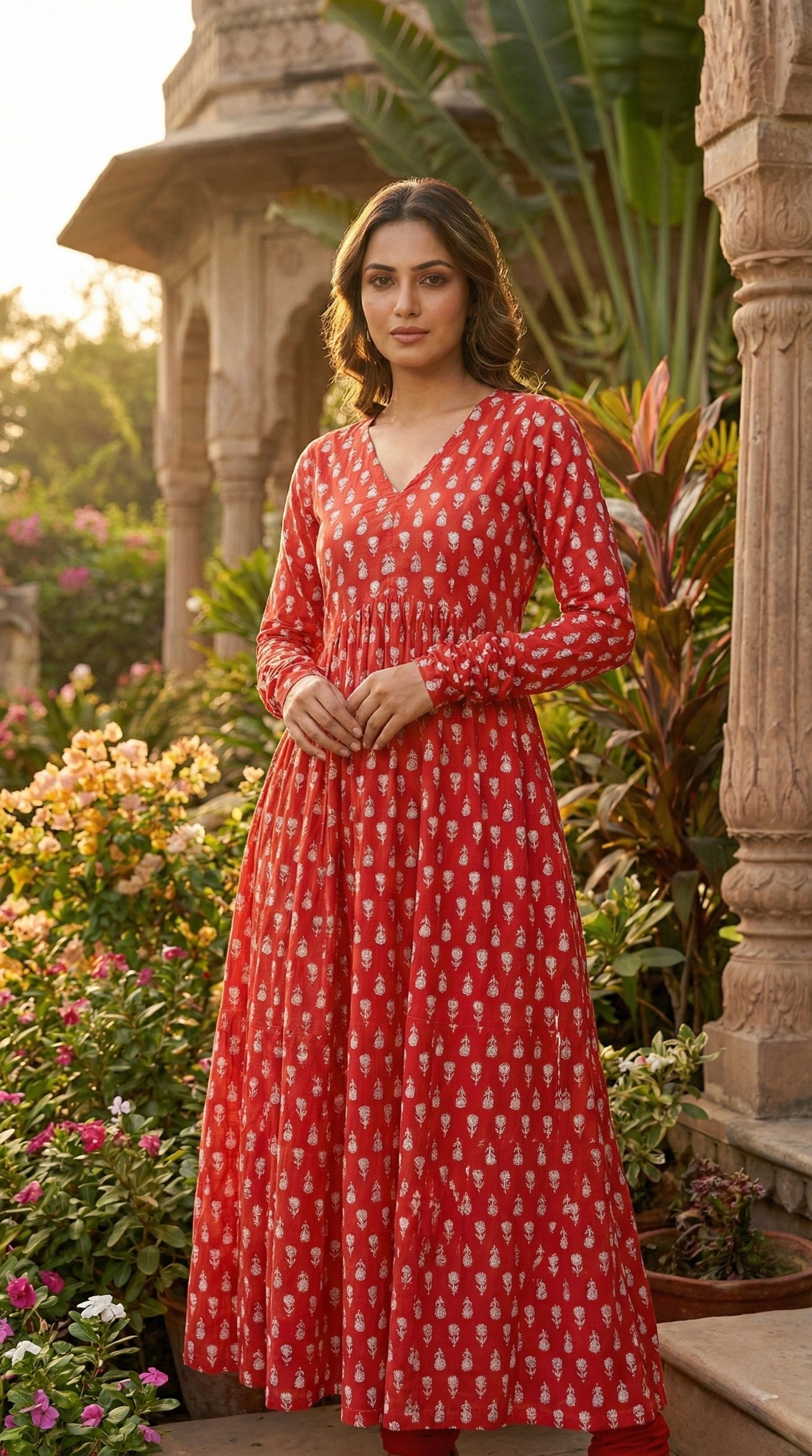 Ruby floral Chudidar Kurta