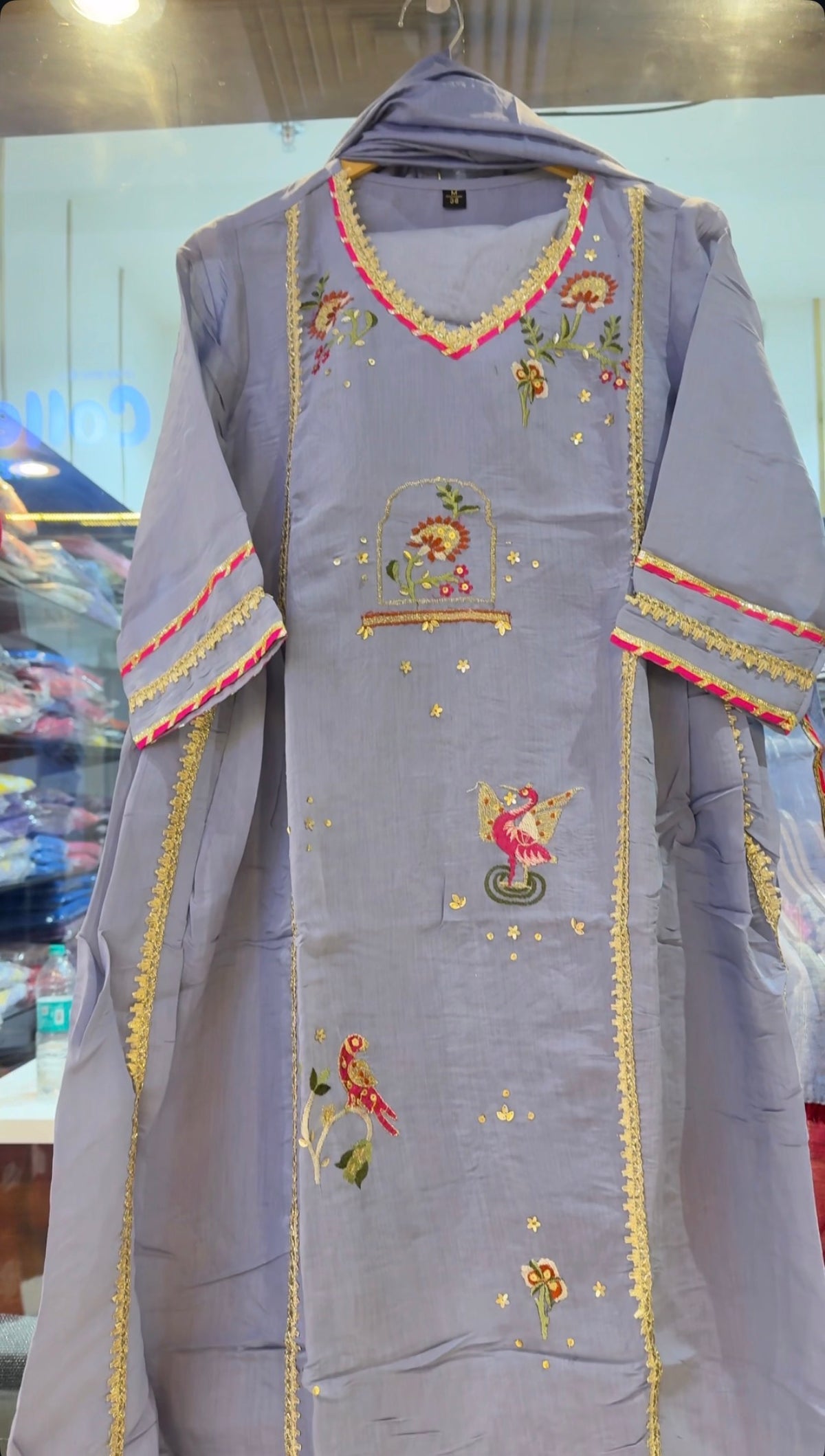 Lavender festive Embroidered Suit Set