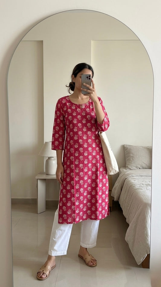 Pink Boonti Kurta