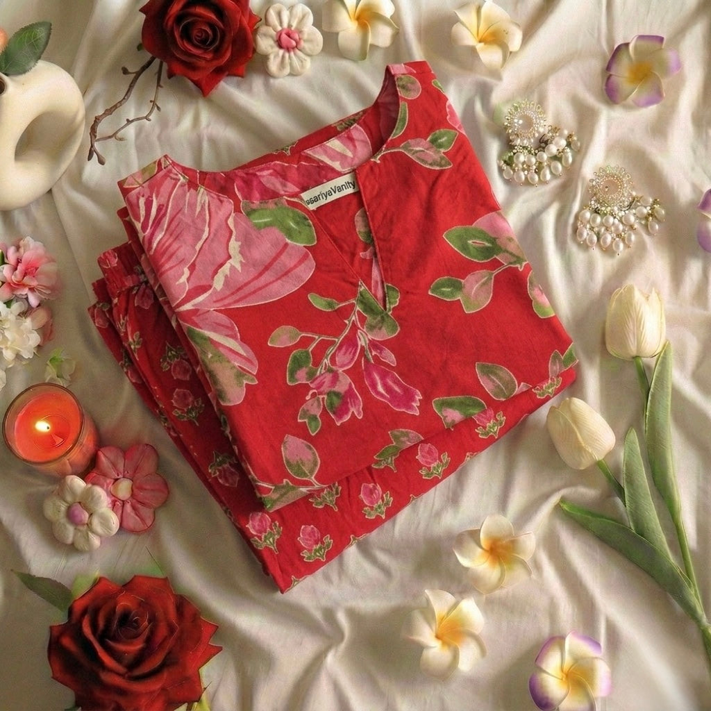 Red Orchid Suit Set - Chhaav 3.0