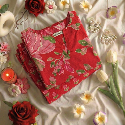 Red Orchid Suit Set - Chhaav 3.0