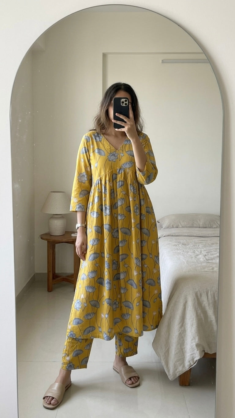 Marigold Blue Aaram Suit Set