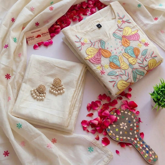 Ivory Bloom Cotton Suit Set
