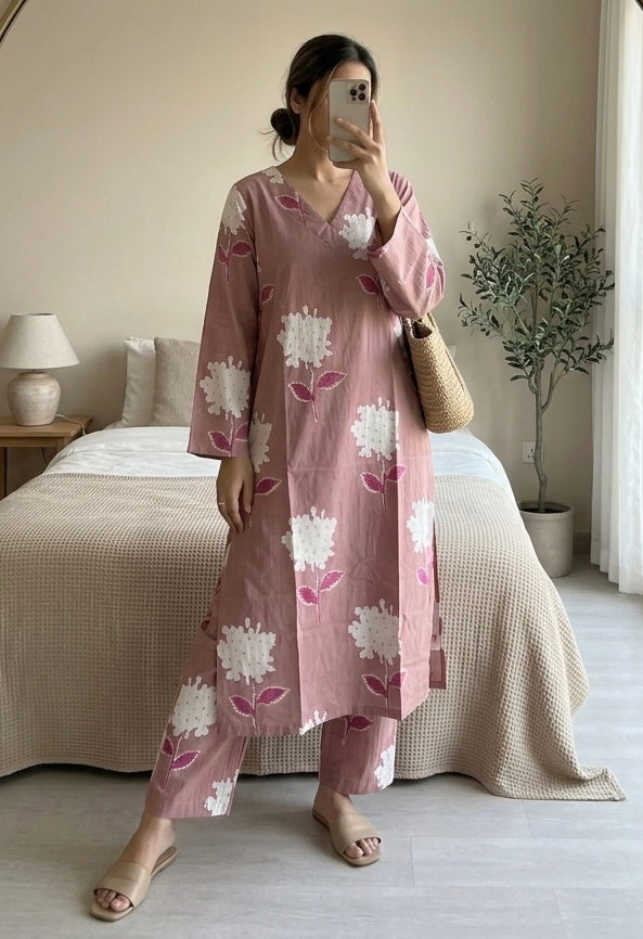 Mauve floral suit set