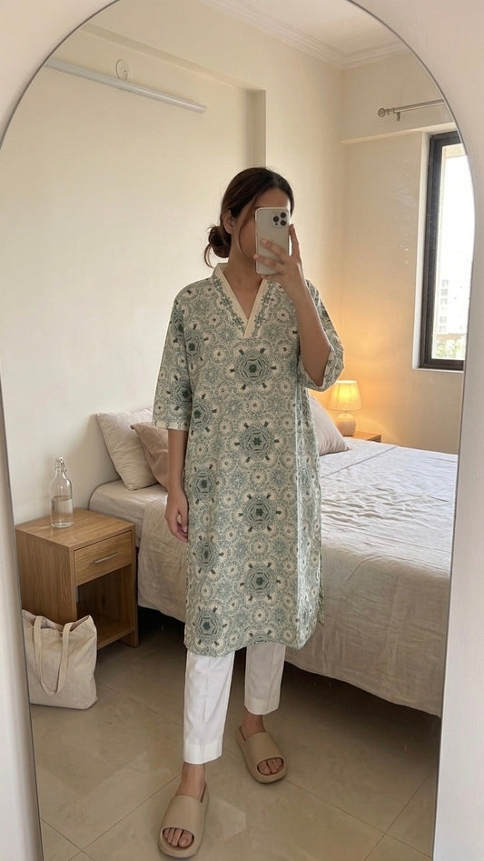Peace floral Kurta