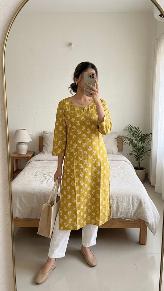 Mustard Boonti Kurta