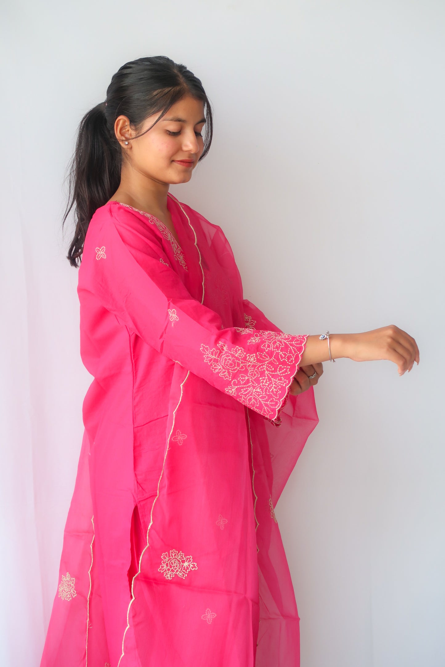 Hot Pink Embroidered Hues Suit Set