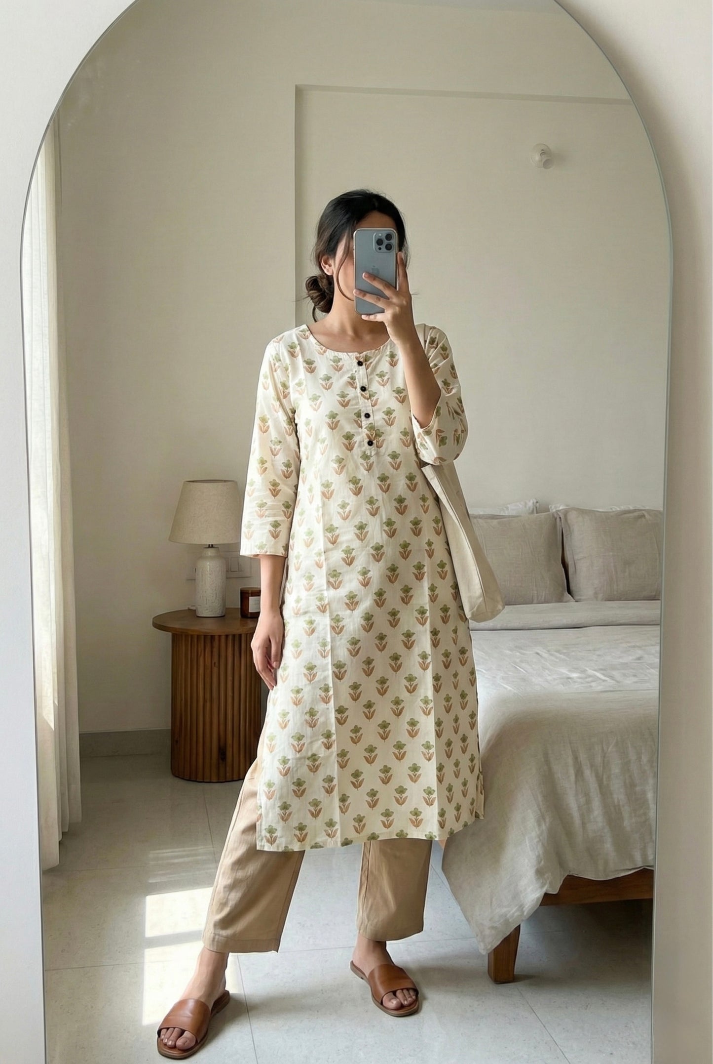 Mini Cream Butta Kurta - SALE