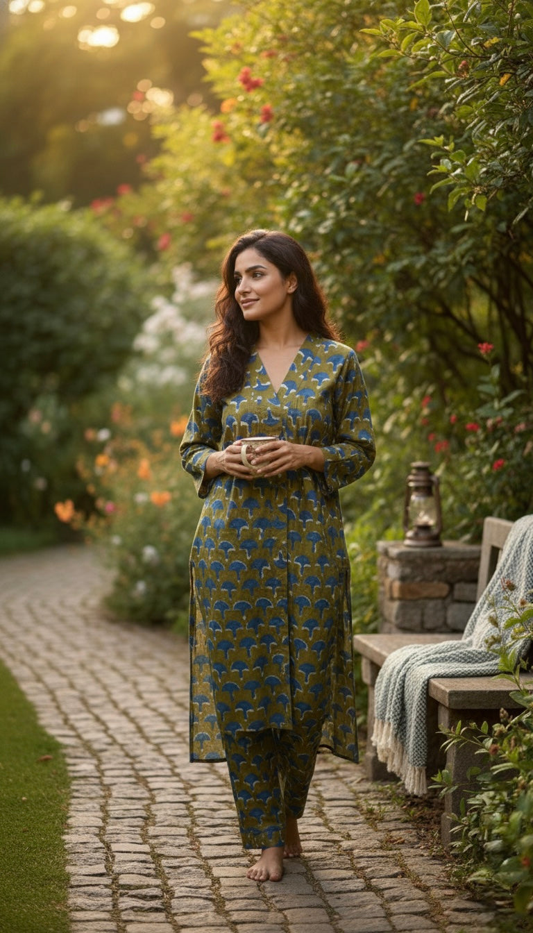 Blue Olives Suit Set - Raahat9.0