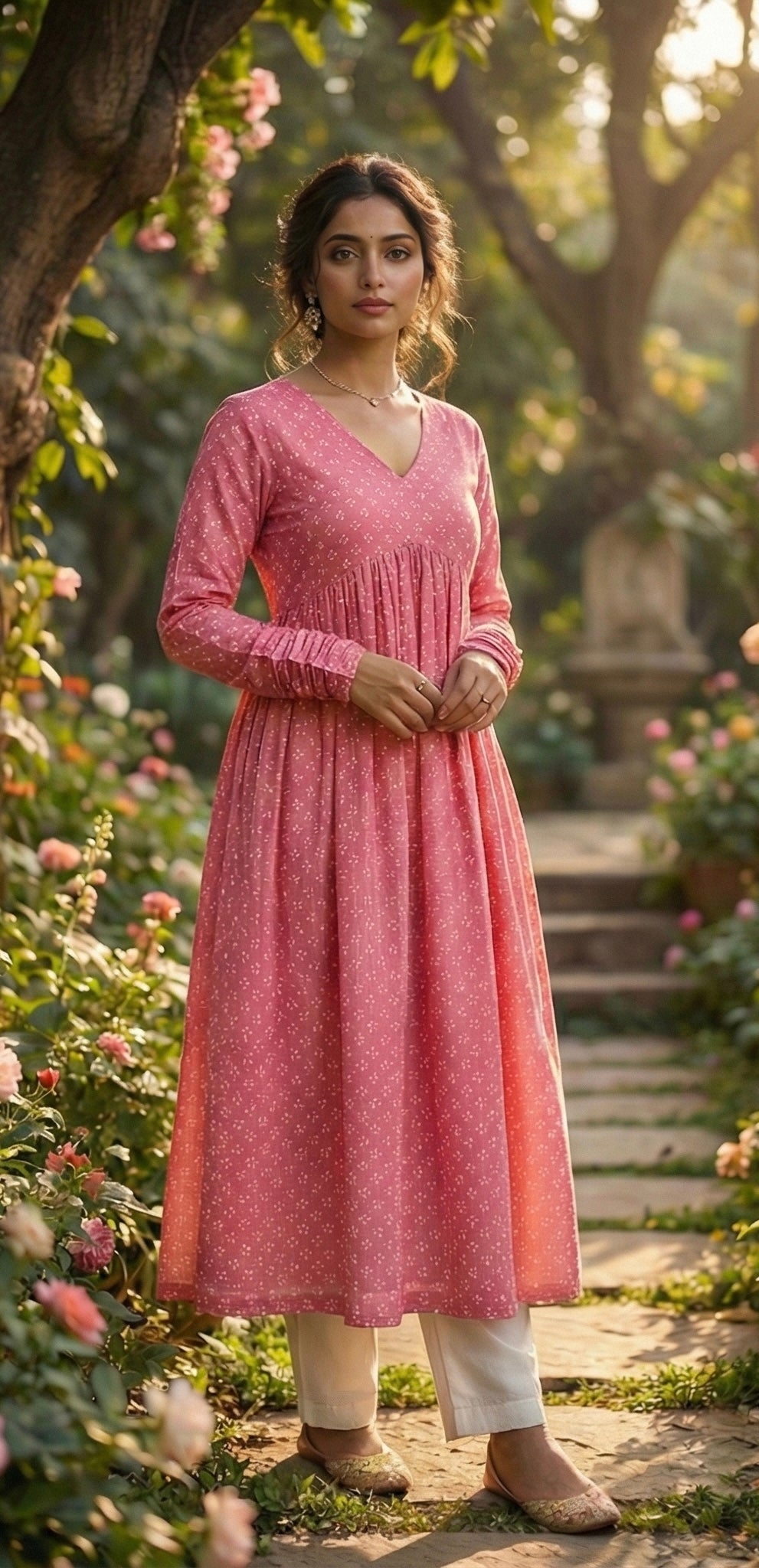 Pink Motif Chudidar Suit Set - Aaram 4.0