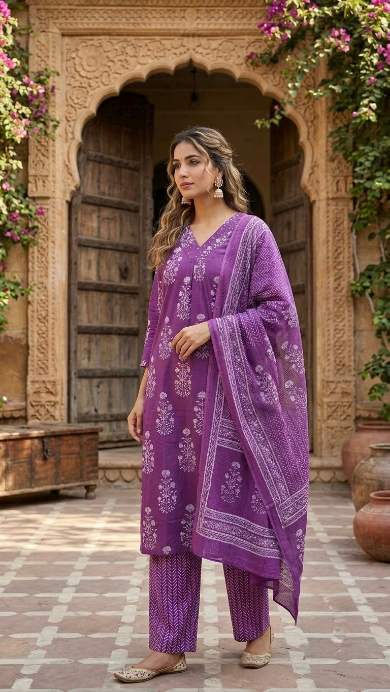 Purple floral Suit Set