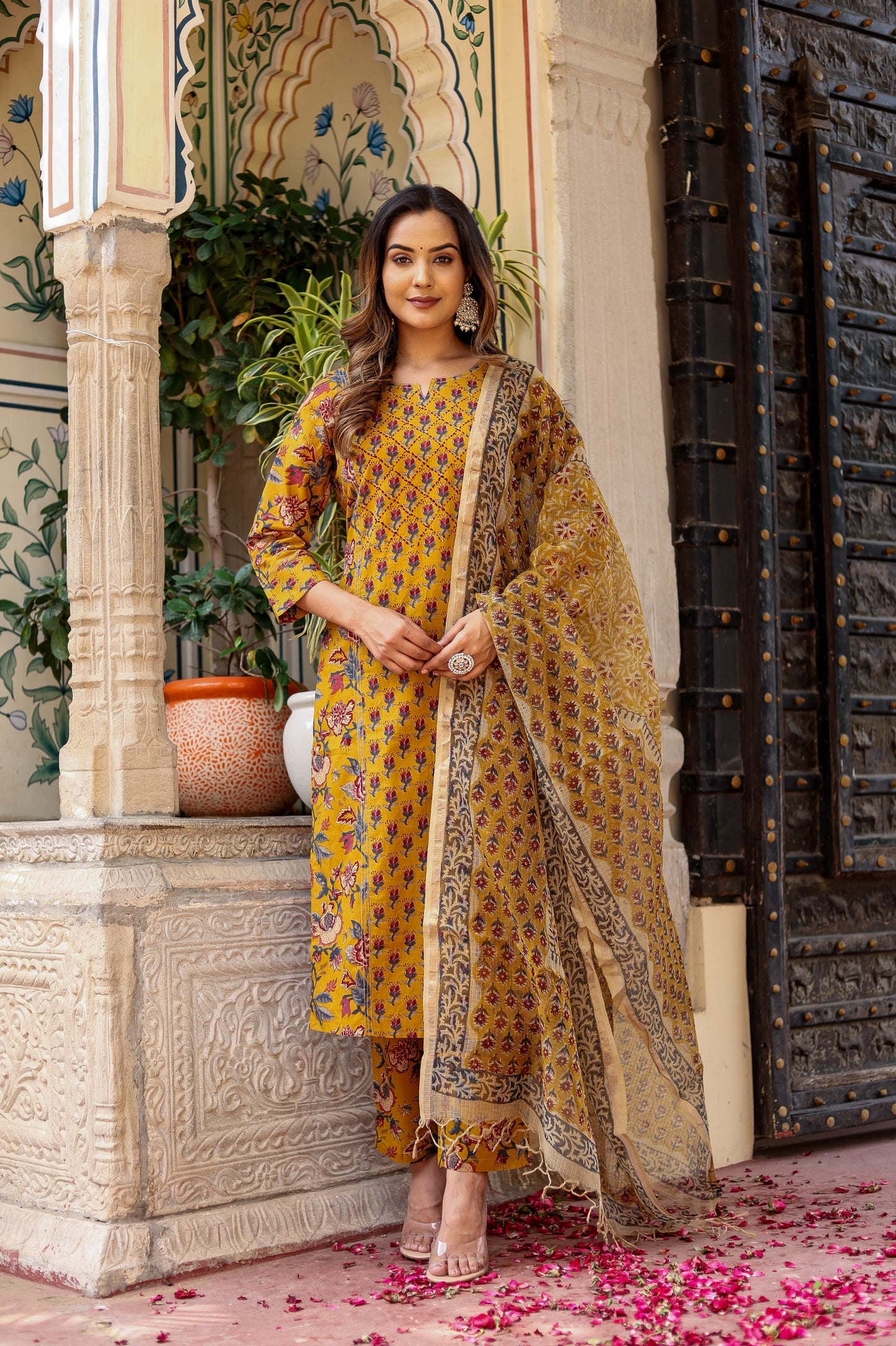 Vasantika Mustard Bloom Delight Suit Set - SALE