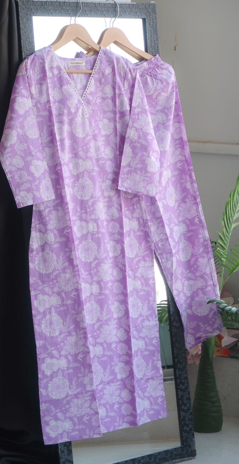 Lavender Lace Suit Set - Sukoon 7.0 (Slim Fit)