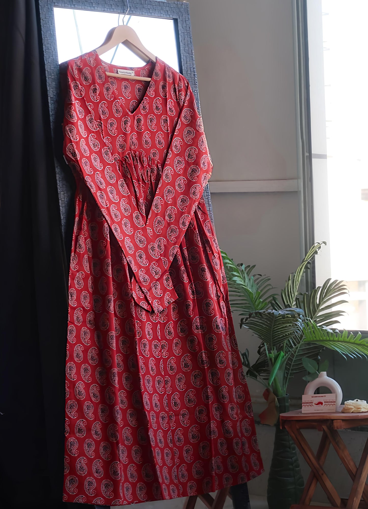 Maroon Charm Churidar Sleeves Long Kurta