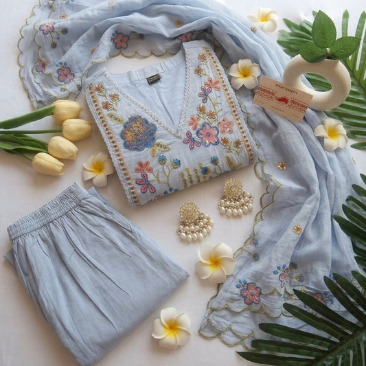 Baby Blue festive suit set ( Slim fit)