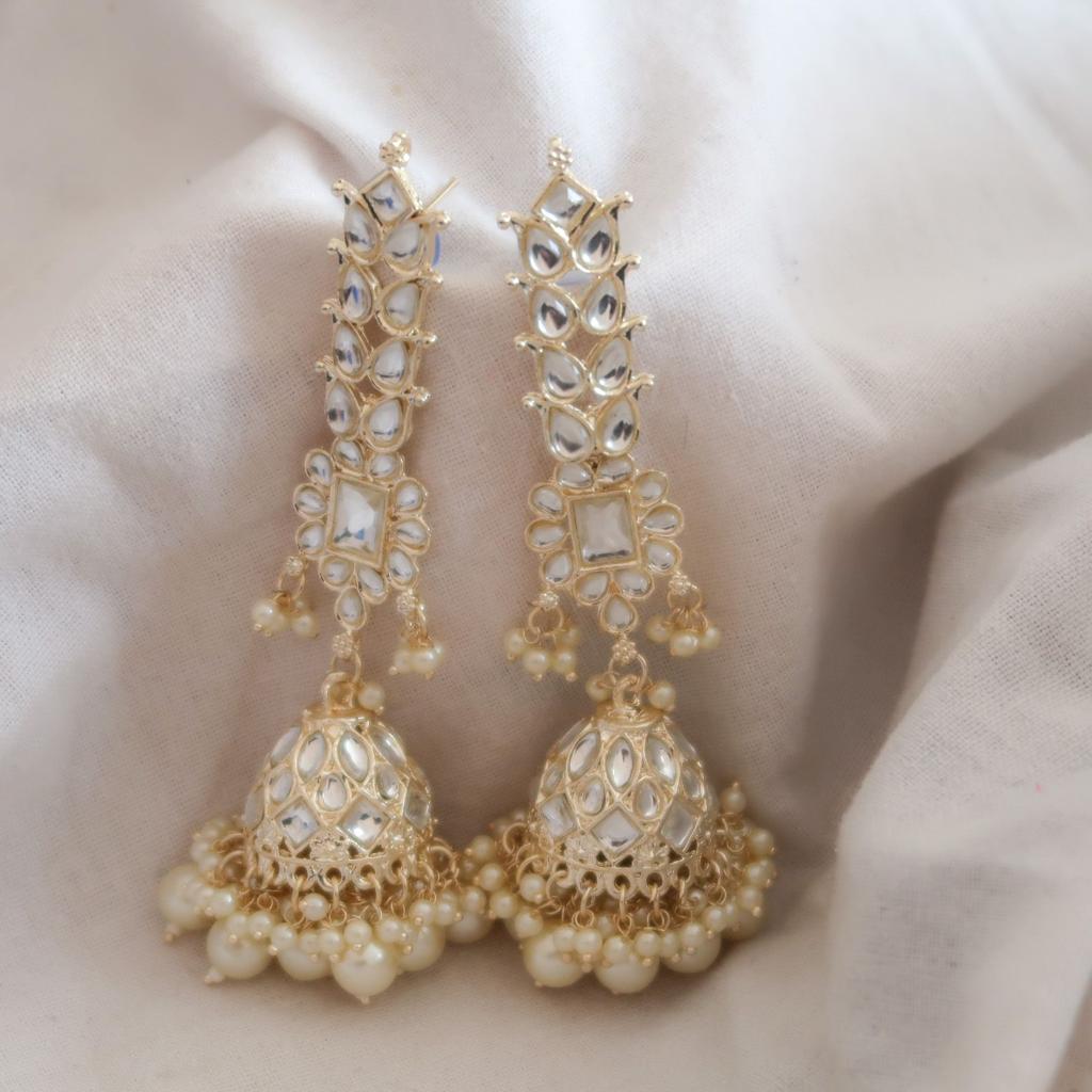 Golden Serenity Pearl Dangler Earrings
