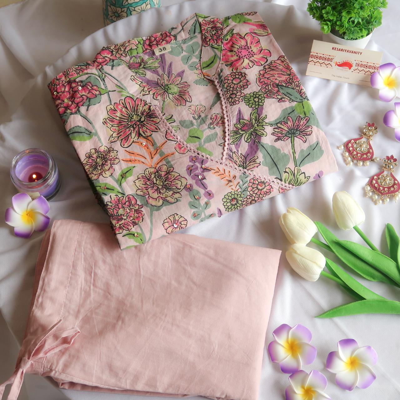 Blush Blossom Sequin Delight Suit Set