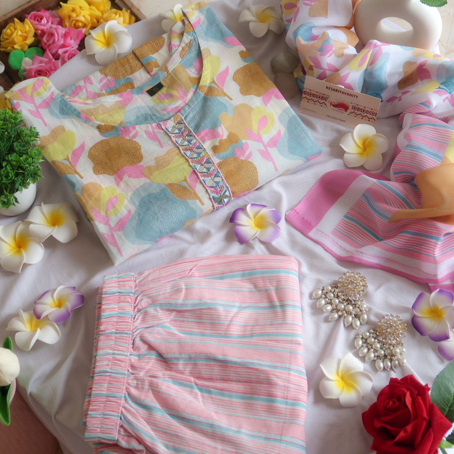 Marshmellow Florals Suit Set