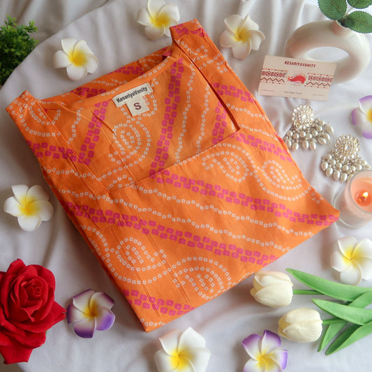 Orange Candy Bandhej Kurta - SALE