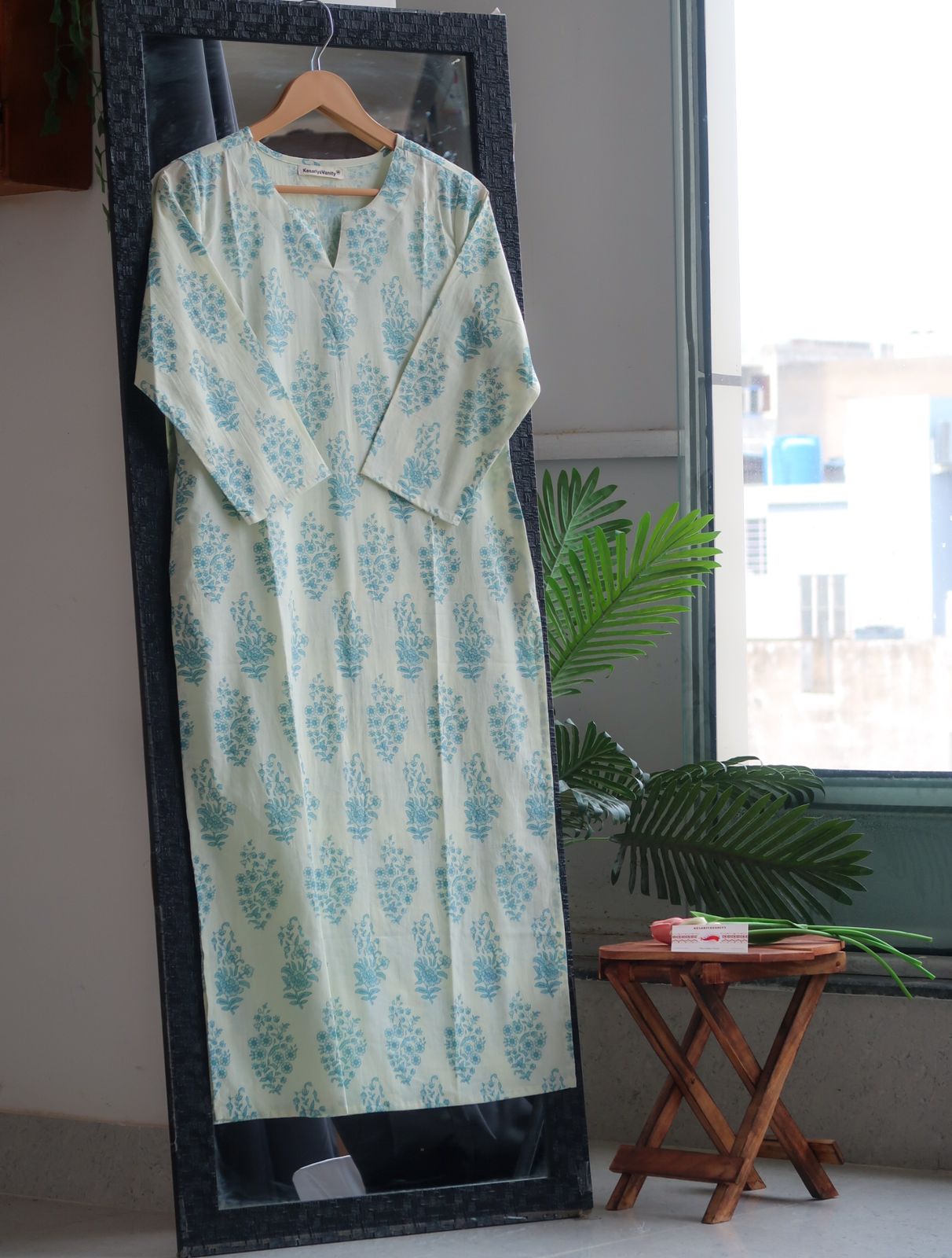 Daily Essential: Heavenly Blue Floral Long Kurta