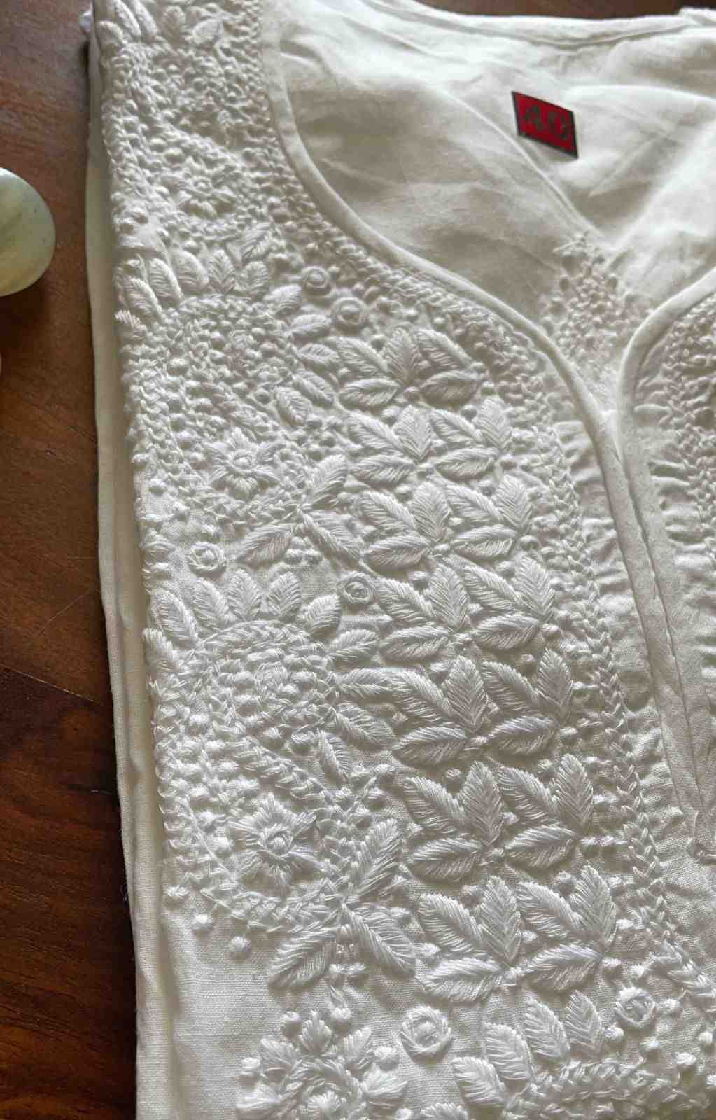 White Chikankari Lookalike Embroidery Kurta
