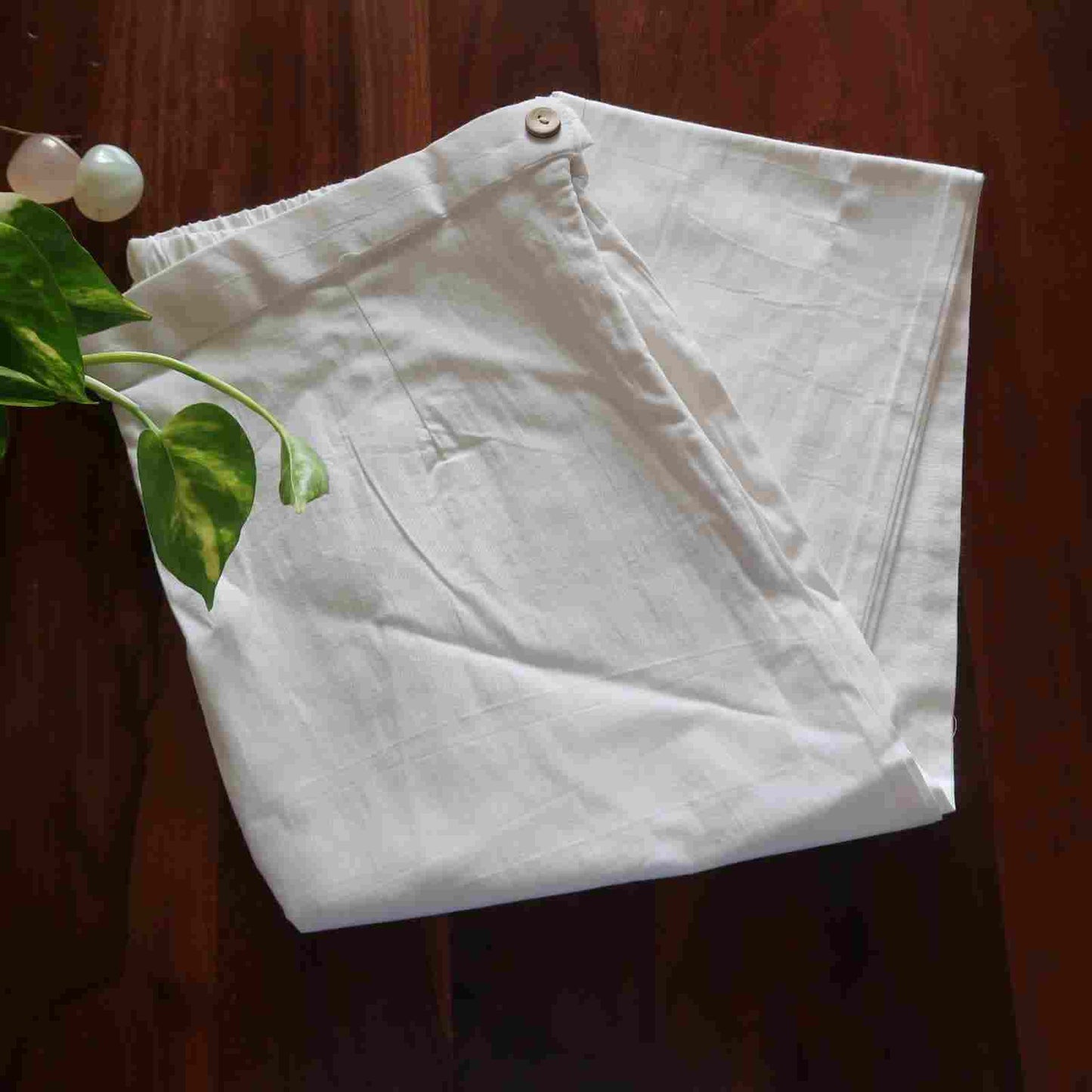 Basic Plain White Cotton Pants